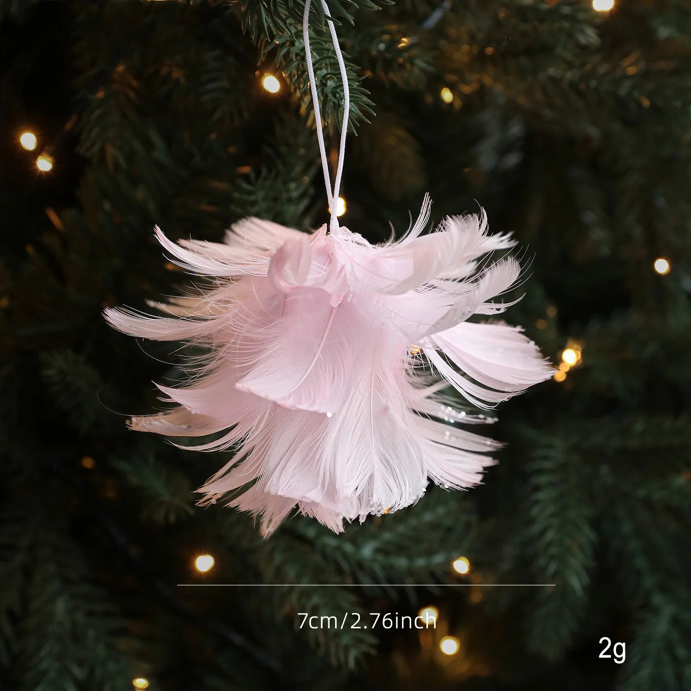 Pink & White Feather Glitter Foam Christmas Ball Ornament