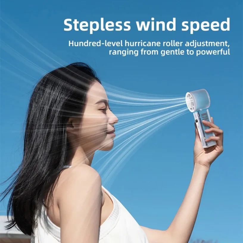 Automatic Oscillation Ice Pack Fan Portable Mini USB Rechargeable LED Light Cooling Fan For Desk Home Office Built-in LED Light Oasis Select