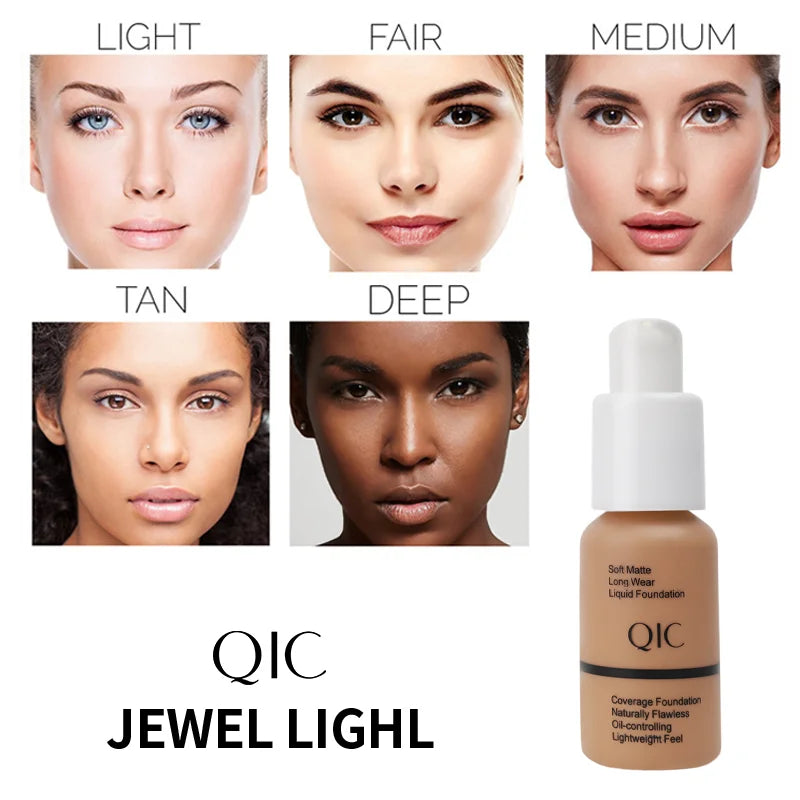 QIC Matte Liquid Foundation & Concealer | 5 Shades, 30ml