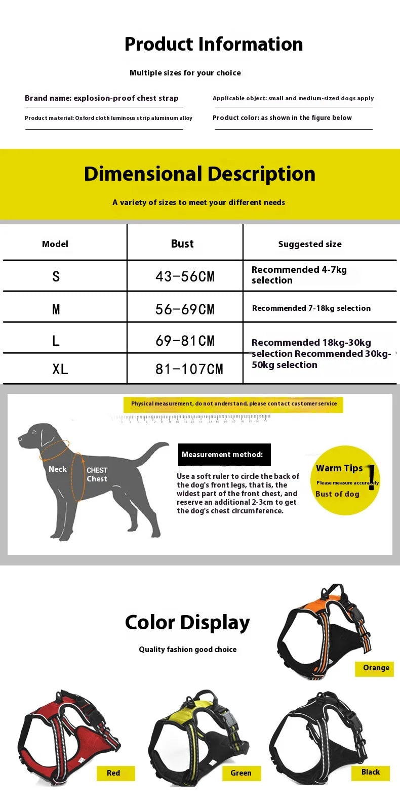 Reflective Shoulder Straps, Large and Medium-sized Dog Chest Straps, Vest Dog Leash Pet Supplies Oasis Select