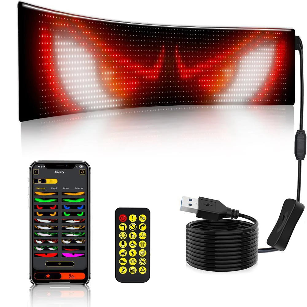 1/2pcs RGB LED Matrix Pixel Panel USB 5V Flexible Car Evil Eye Sign App Programmable Addressable Graffiti Scrolling Logo Light Oasis Select