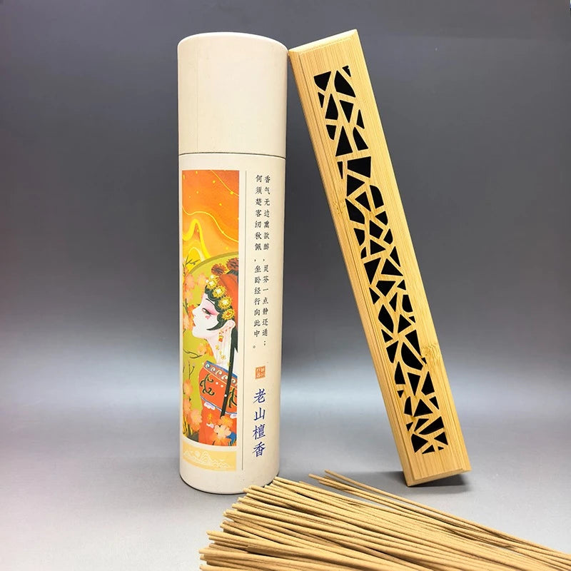 400sticks Sandalwood with 1pc Bamboo Board Incense Holder Anti-Ash Flying incienso Burner Bamboo Incense Ash Catcher Holders Oasis Select Ice cracking Sandal
