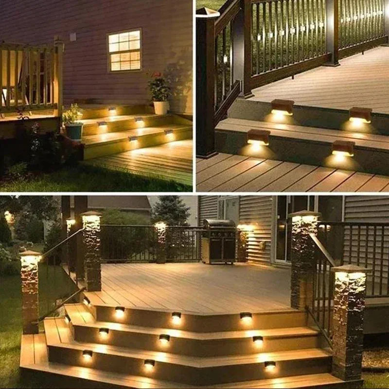 Solar Deck Lights Outdoor Step Lights Waterproof Led Solar Lamp for Railing Stairs Step Fence Yard Patio and Pathway Oasis Select