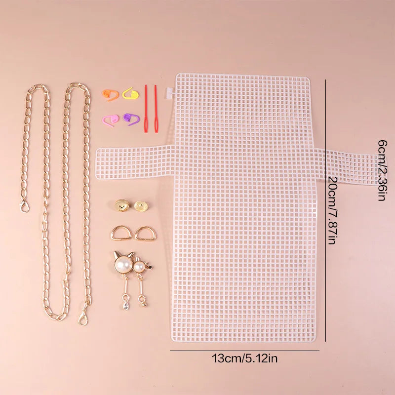 1 Set Auxiliary Knitting Plastic Mesh Kit DIY Craft Bag Knitting Materials Handbag Shoulder Bag Mesh Cover Bag Bag Accessories Oasis Select style06