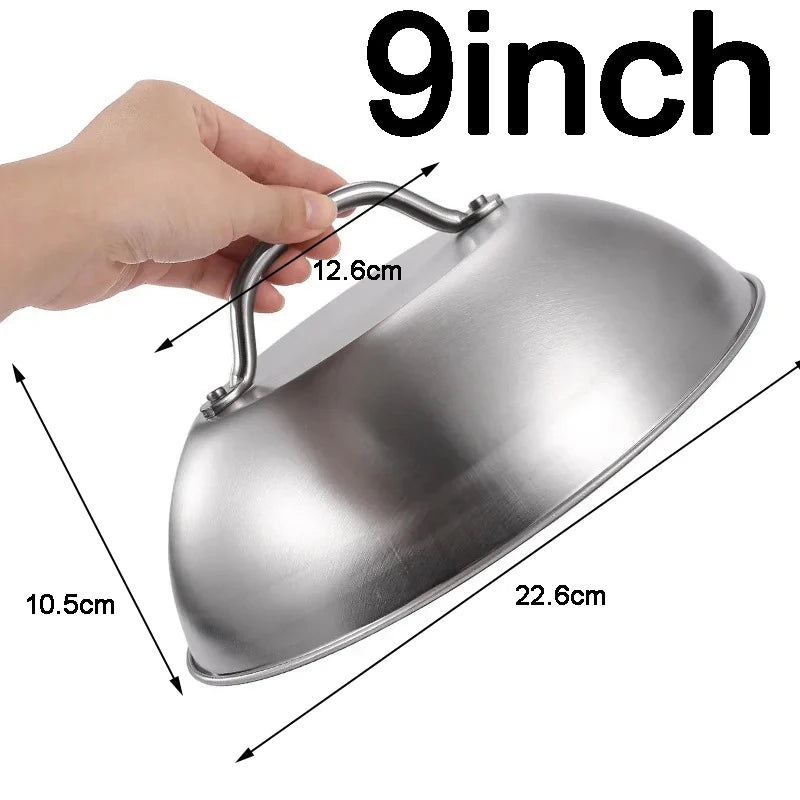 Stainless Steel Basting Cover Heatproof Round Cheese Melting Dome Burger Cover Meal Food Cover Kitchen Cooking Supplies Oasis Select Silver