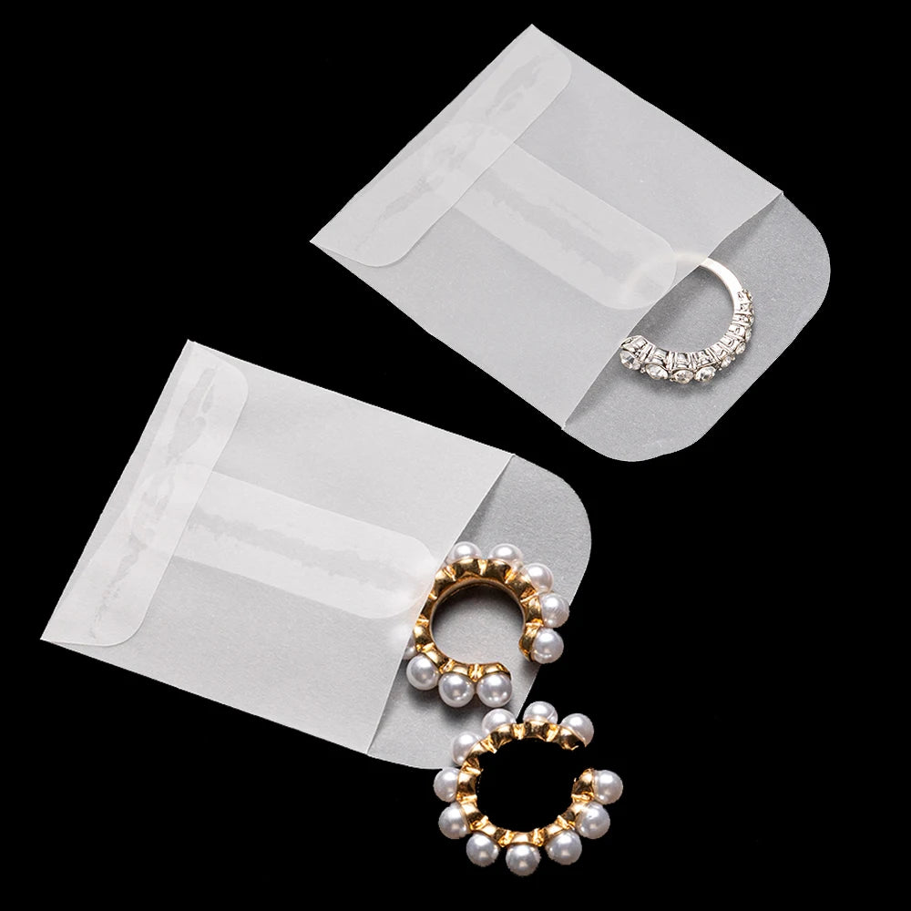 50pcs White Translucent Paper Envelopes Bags Small Pouches For DIY Handmade Gift Storage Jewelry Packing Supplies Accessories Oasis Select