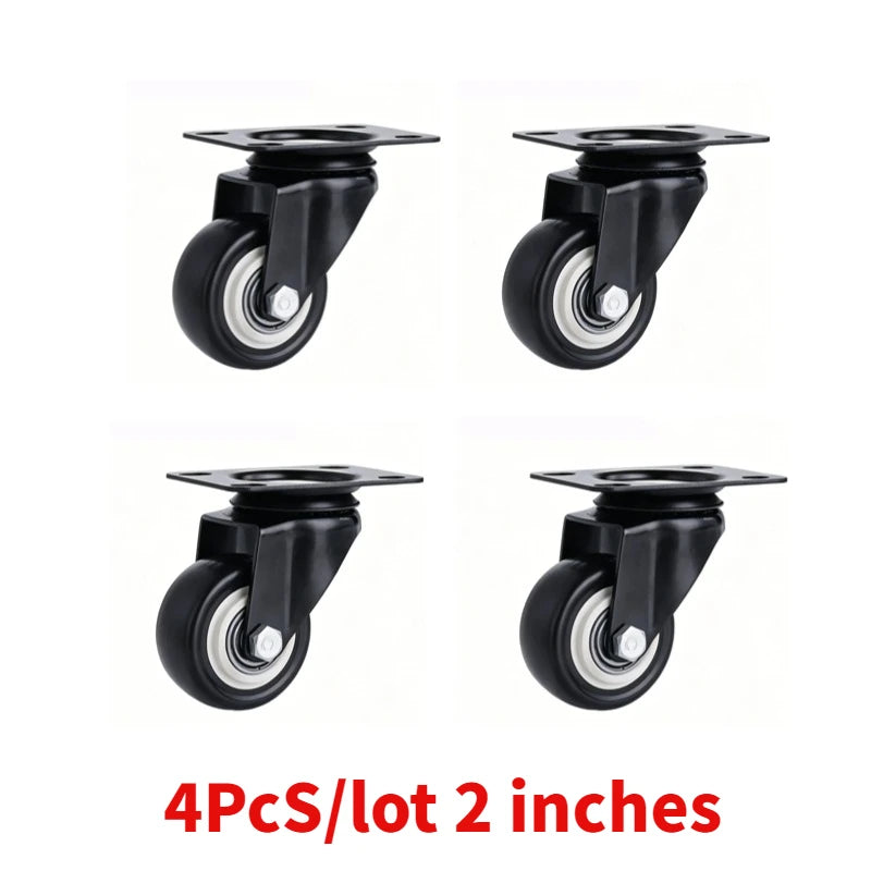 4 Pieces Of 1.5-Inch Universal Wheels Silent Furniture Casters Can Rotate 360° Suitable For Trolleys Cabinets And Scaffolding Oasis Select Black-2