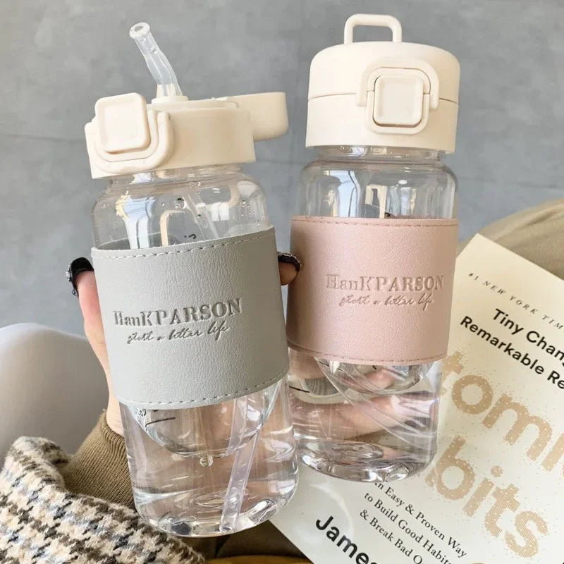 500ml Water Bottle with Straw Portable Clear Leakproof Drinking Bottle Outdoor Travel Office Essential Coffee Tea Water Bottle Oasis Select