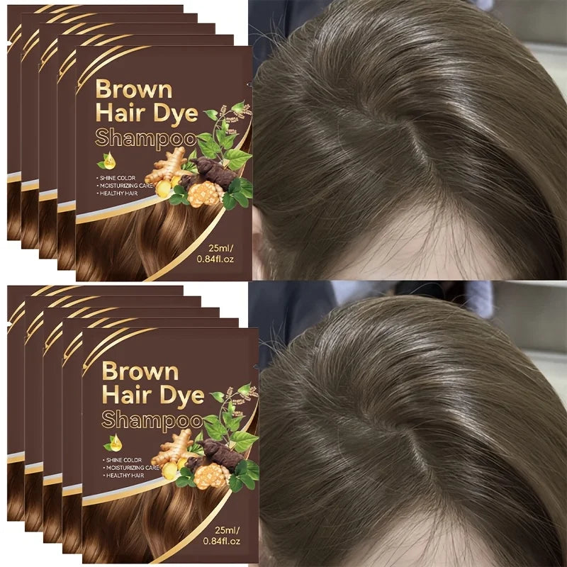 Bag of 3-in-1 Instant Hair Color Shampoo, DIY Hair Color Herbal Color Treatment, 25ml Hair Color Sachet Oasis Select