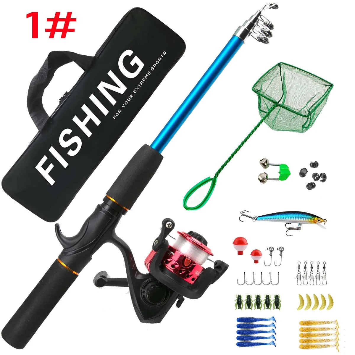 Fishing rod full routine, sub rod set, long-range sea fishing, gun handle, rod wheel, soft bait, fishing hook, line fishing gear Oasis Select Red Wheel Set