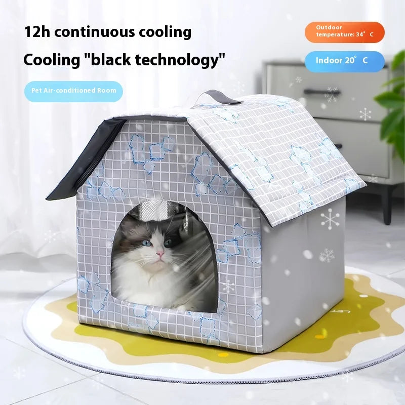 Summer Cool Bed for Cats and Dogs Foldable Cat Air-conditioned House Homemade Ice Packs for Cooling Pet House Ice Bed Oasis Select