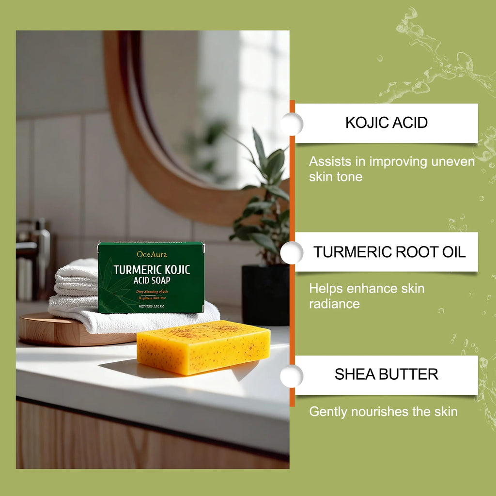OceAura Turmeric Kojic Acid Soap – Dark Spot Remover 100g Brightening Facial Soap Oasis Select
