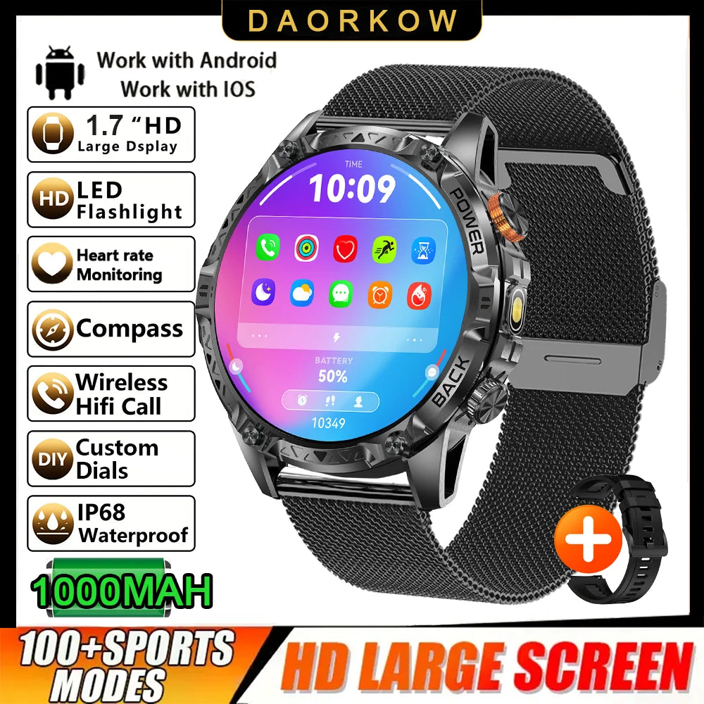 DAORKOW YK16 Smart Watch – 1000mAh, 100+ Sports & BT Calls