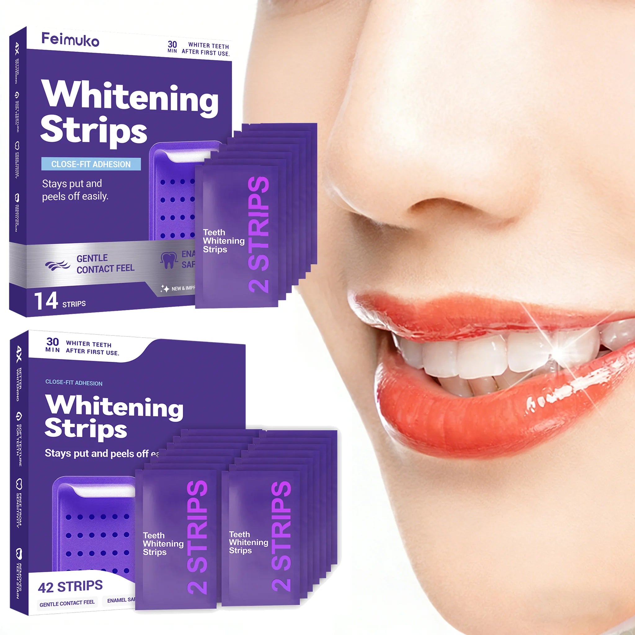 Purple Teeth Whitening Strips Brighteni Tooth Improve Dental Yellowing Bright Smile Cleaning Oral Hygiene Teeth Bleaching Strip Oasis Select