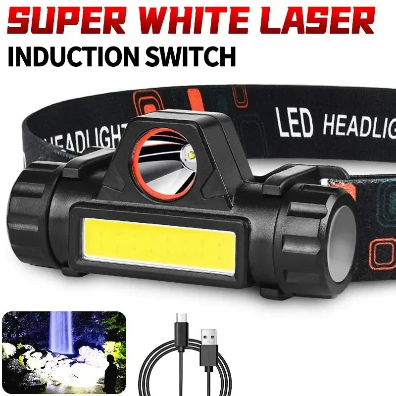 LED Magnetic Headlamp XPE+COB | 1200mAh Rechargeable Flashlight