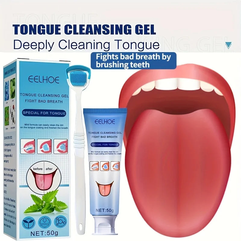 Tongue Cleaning Gel with Brush – Fresh Breath Oral Care 50g Tongue Cleaning Kit Oasis Select