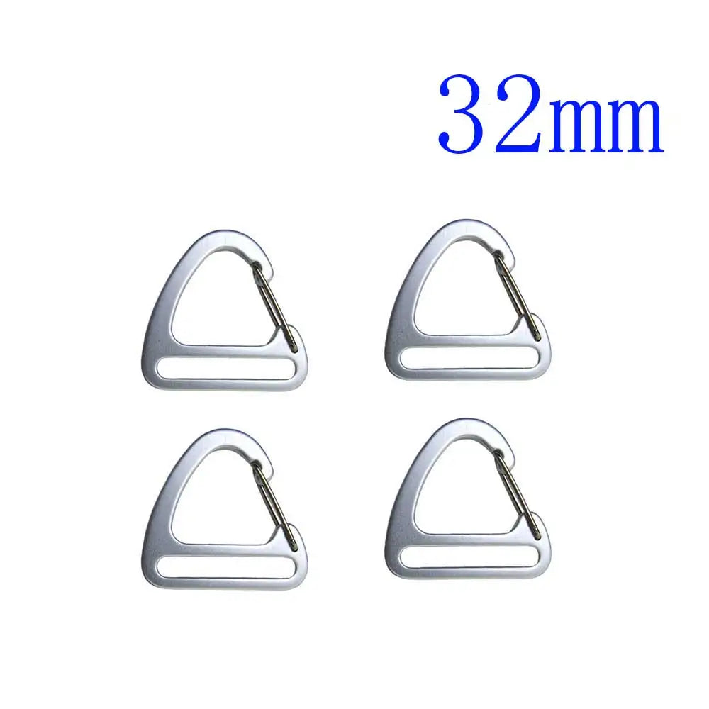 4pcs 25/32/38mm Aluminum Alloy Carabiner Triangle Clip Hook For Kayak Chair Webbing Strap Backpack Hanging Hardware Oasis Select silver4pcs32mm