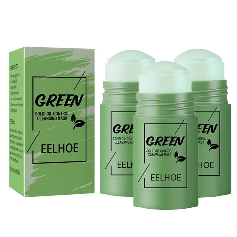 Face Clean Mask Green Tea Stick Deep Cleansing Mud Film Oil Control Remove Blackheads Pores Shrink Beauty Skin Set for Travel Oasis Select 3pcs