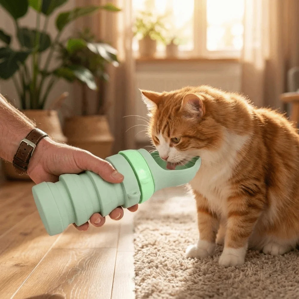 Silicone Collapsible Dog Water Bottle – Leak-Proof Travel Cup