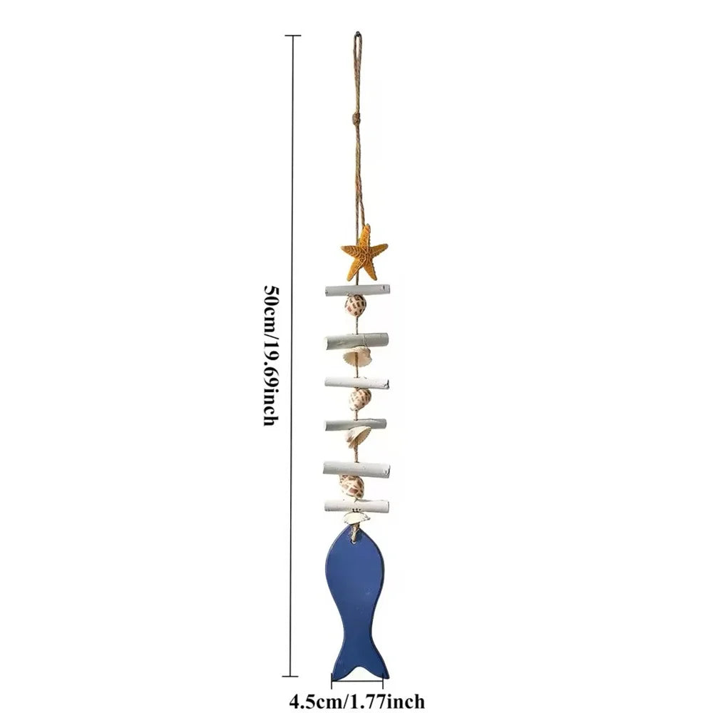 Wooden Fish Wall Hanging Ornaments, Nautical Beach Theme Home Decoration Sculpture for Bathroom Bedroom Lake House Decor Oasis Select