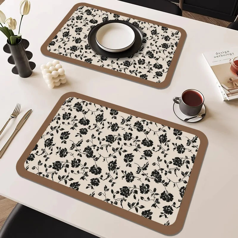 French Waterproof Leather Placemat Grease-proof Washless Placemat Dishes Scalder-proof Thermal Insulation Mat Western Placemat Oasis Select G2 30 x 50cm