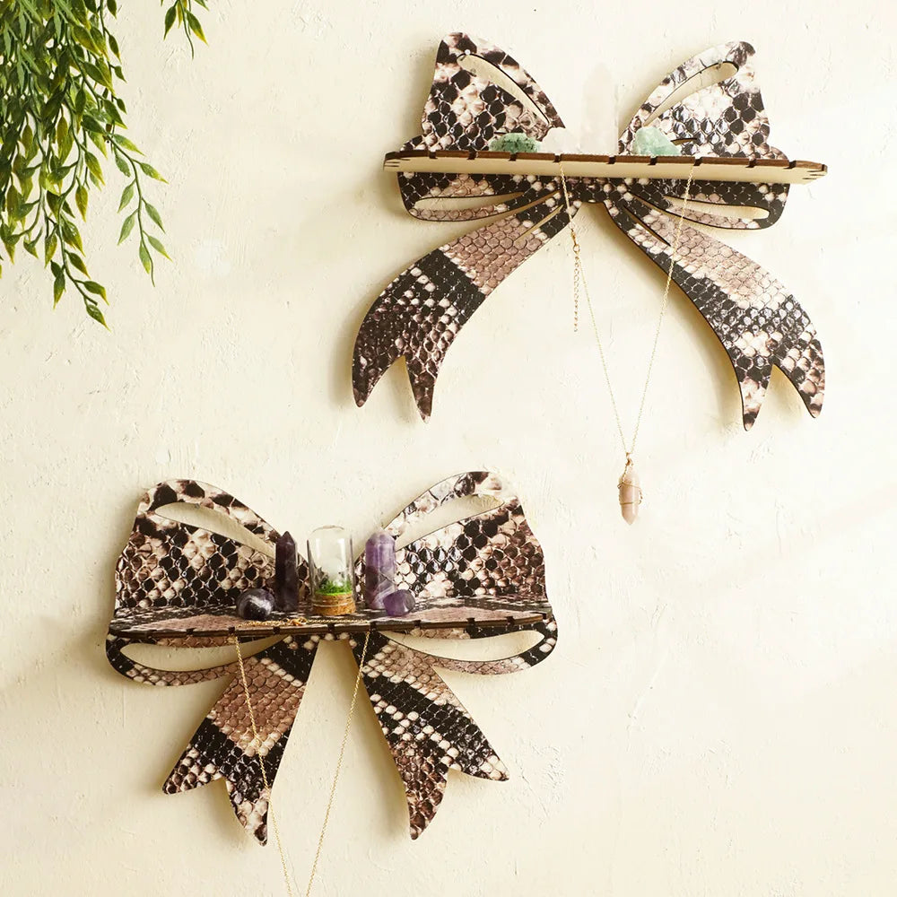 Wooden Snake Bow Style Crystal Wall Shelf Simple Home Bedroom Homestand Decoration Oasis Select