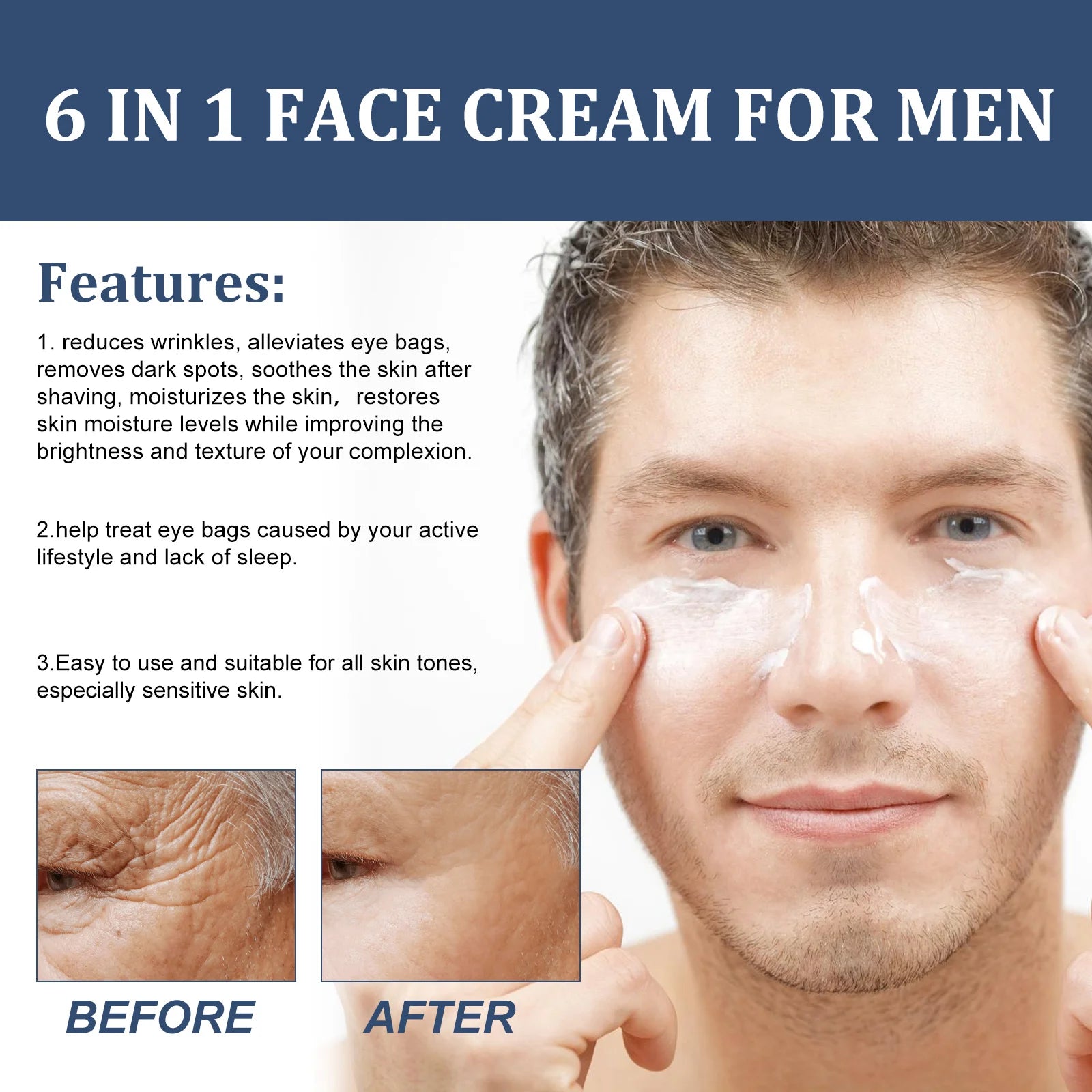 East Moon 6-in-1 Men's Face Cream | Collagen Anti-Aging Men's Face Cream Oasis Select