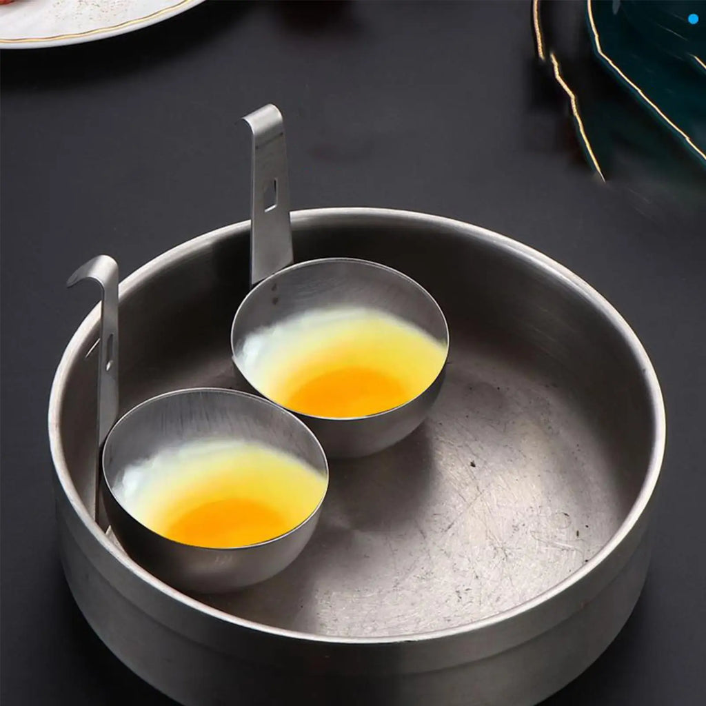 Poached Egg Spoon Stainless Steel Egg Poacher,Household Long Handled Egg Steamer with Hook for Kitchen Tools Egg Spoon Oasis Select