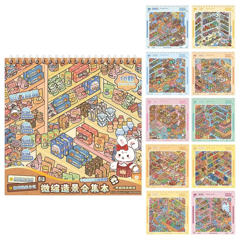 Scene Sticker Book 3D Cabin Scene Stickers Book Visual Stacking Cartoon Scene Sticker Collection DIY Cabin Scene Toy Stickers Oasis Select Set