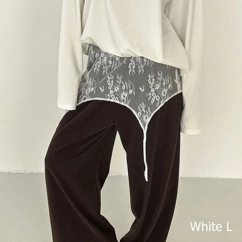 New Embroidered Flower Lace Mini Skirt See Through Harajuku Ruched Skirts Y2K Streetwear Butt Curtain Jeans Decoration Oasis Select White L M