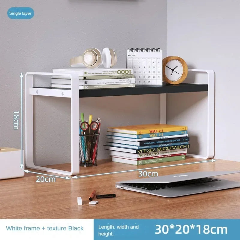Desktop Wood & Iron Storage Shelf Desk Organizer Rack