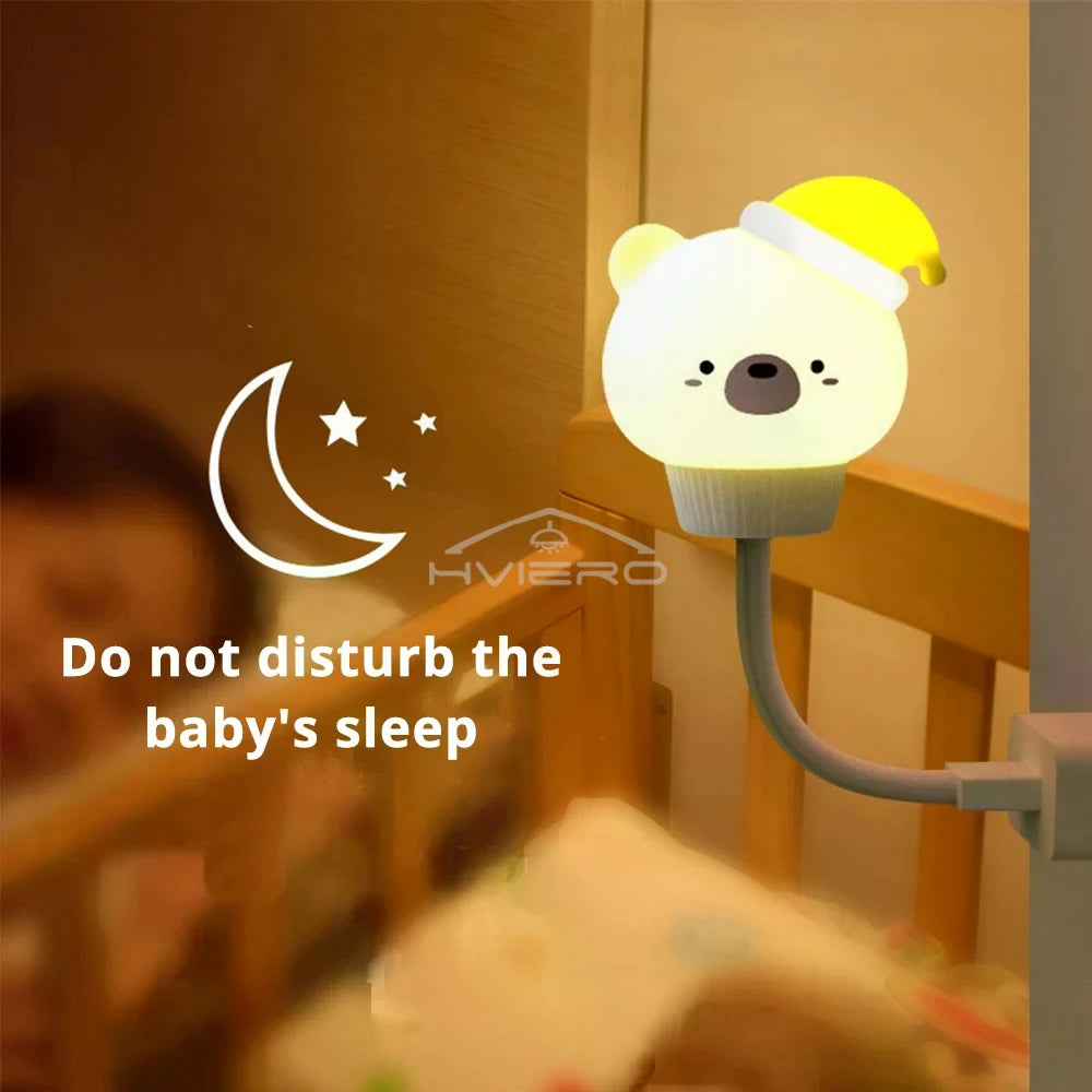 Cartoon Cat LED Night Light USB Remote | Kids Bedroom Lamp