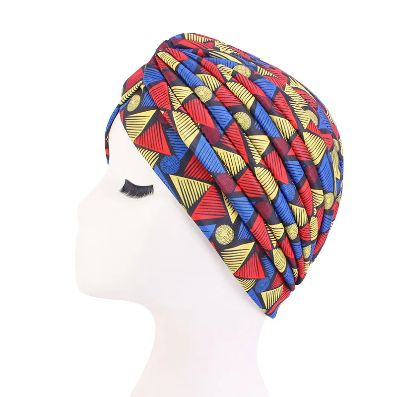 Fashion Printed Knot Turban Headwrap for Women Soft Chemo Cap Muslim Hijab Beanie Headscarf for Hair Loss and Daily Style Oasis Select D