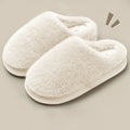 Winter Women's Faux Fur Warm Slippers-Plush Toe-Cover Slip-Resistant Cotton House Shoes,Soft Cozy Indoor Slides with Thick Sole Oasis Select 36-37 Beige