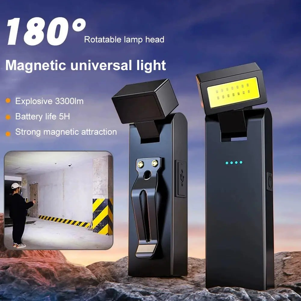 Rechargeable Mini Work Light Magnetic Portable Handheld Flashlight Car LED Emergency Warning Light For Outdoor Camping Repairing Oasis Select