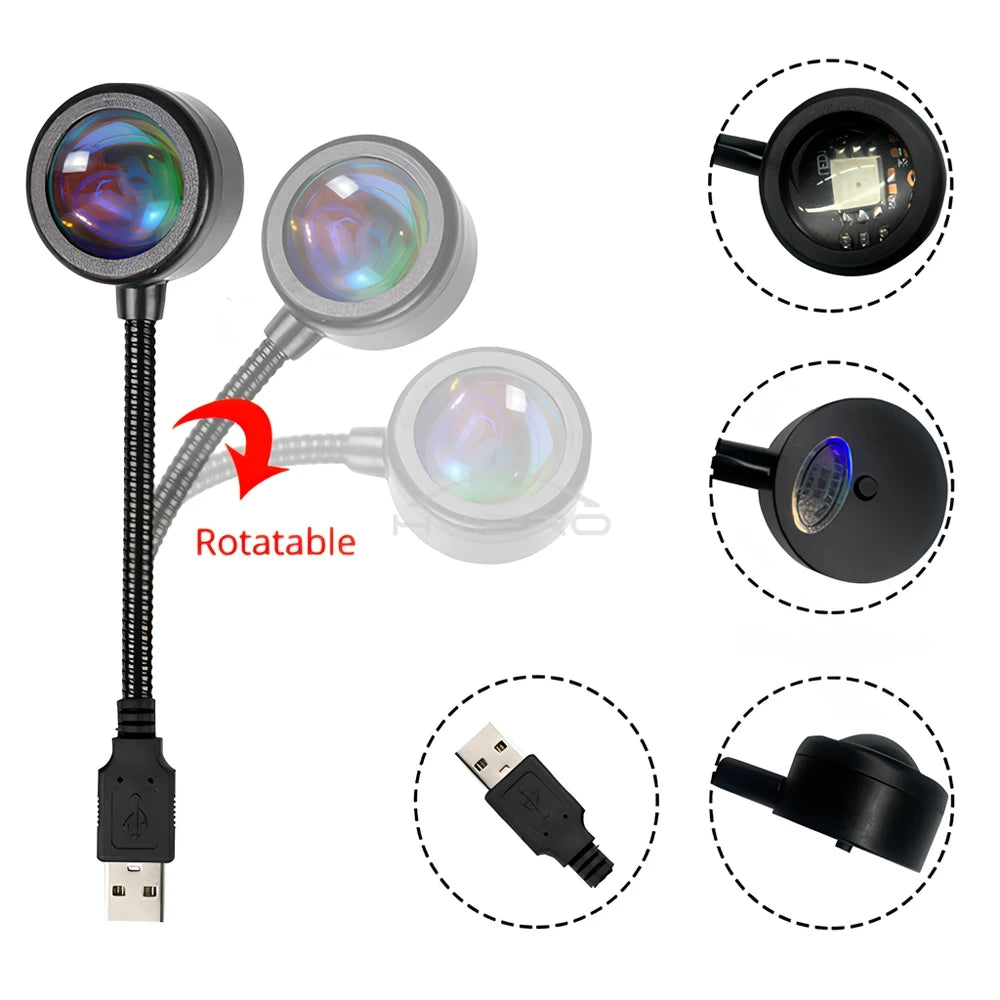 LED Sunset Lamp USB Projector – Mood Night Light for Bedroom