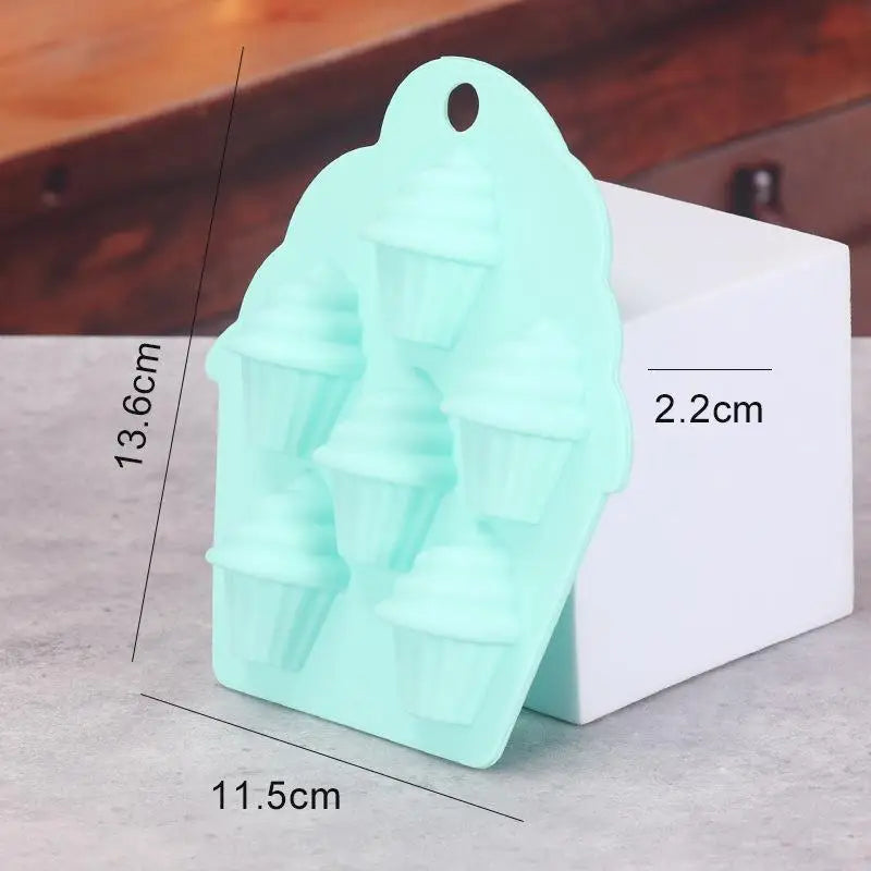 6 Cavity Food Grade Silicone Cupcake Molds Non Stick Surface For Home Baking DIY Dessert Candy Making Oasis Select Green
