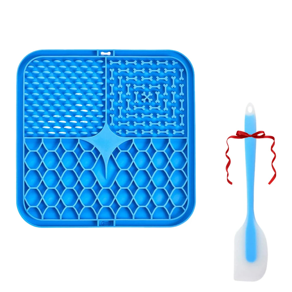 Silicone Pet Slow Feeding Mat With Suction Cups Dog Licking Plate Slow Feeding Mat Fun Feeding Tool Prevent Fast Eating Supplies Oasis Select Blue