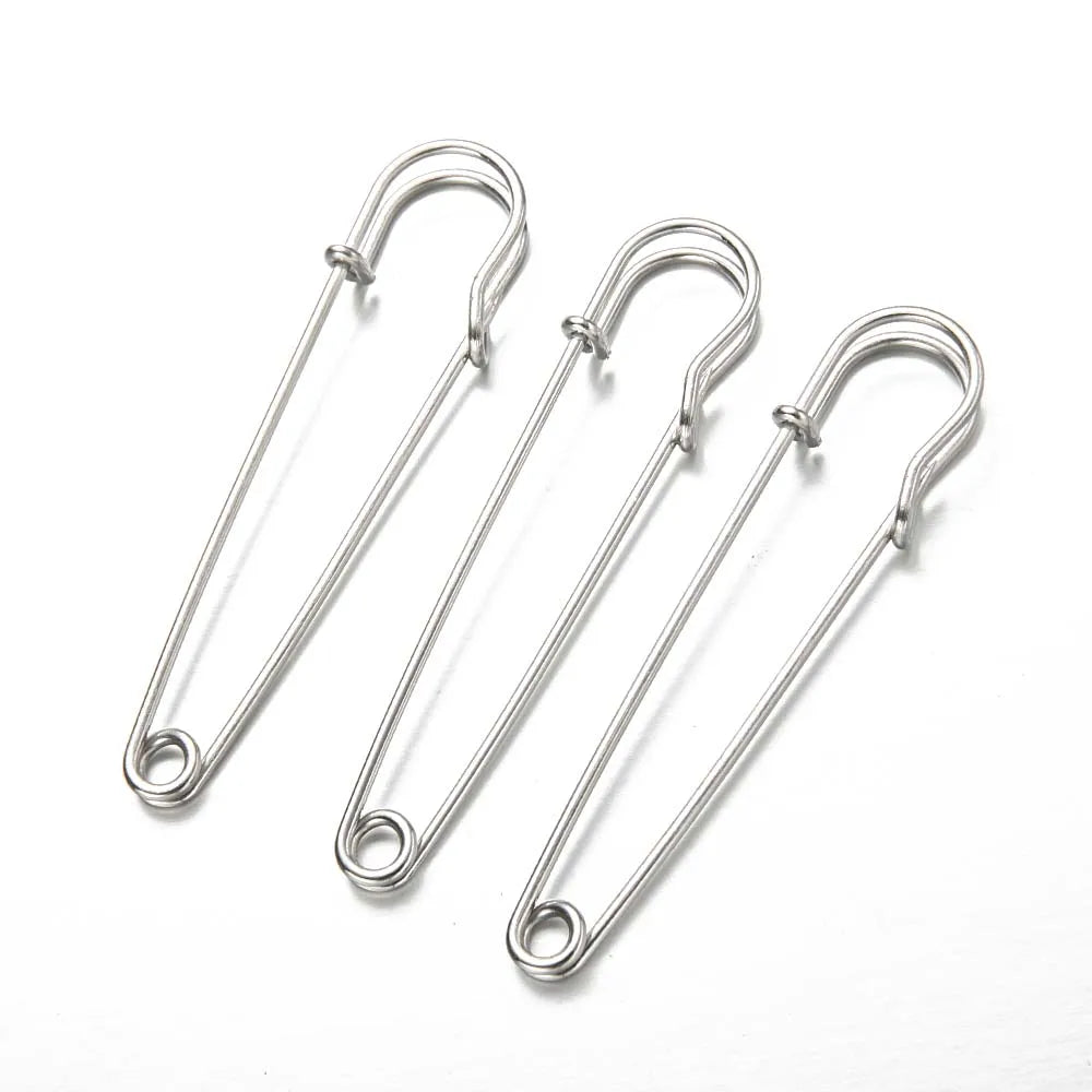 20pcs 38/45/75/80/100mm Large Safety Pins Brooch Base Hook for For DIY Lock Jewelry Craft Making Accessories Supplies Materials Oasis Select Rhodium 50mm