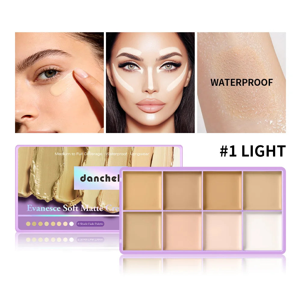 3pcs Cream Concealer Paltte & Gifts Brush Puff Long-Wear Natural Flawless Soft Matte Makeup Full Coverage Dark Circles Blemishes Oasis Select