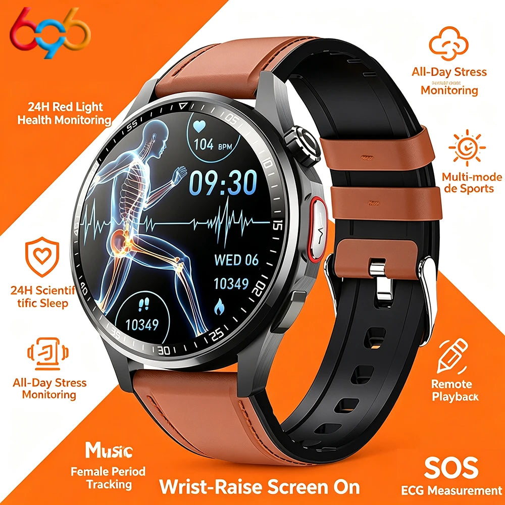 Men Smart Watch Ultra HD Screen ECG Health Monitoring All Day Fall Detected SOS Alert Heart Rate Fitness Sports Smartwatch Women Oasis Select