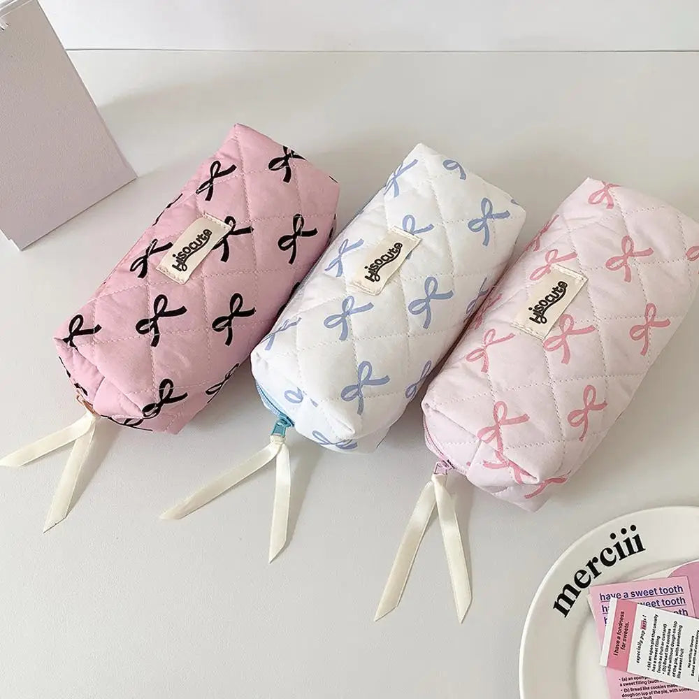 Cute Bow Pencil Case – Large Capacity Pink Stationery Bag