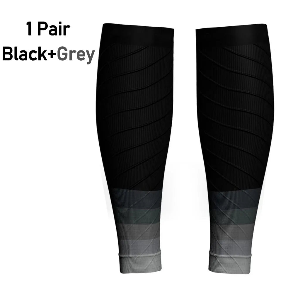 1Pair Calf Support Compression Sleeves for Women Men Running 20-30mmHg Footless Leg Socks Outdoor Sports Marathon Oasis Select GRAY