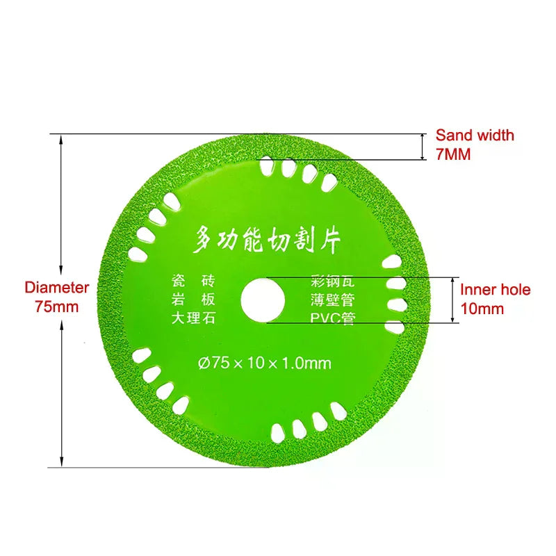 75mm Glass Cutting Discs 3 Inch 10mm Diamond Marble Saw Blades Jade Crystal Wine Bottles Grinding Cutting Grinding Discs Tools Oasis Select