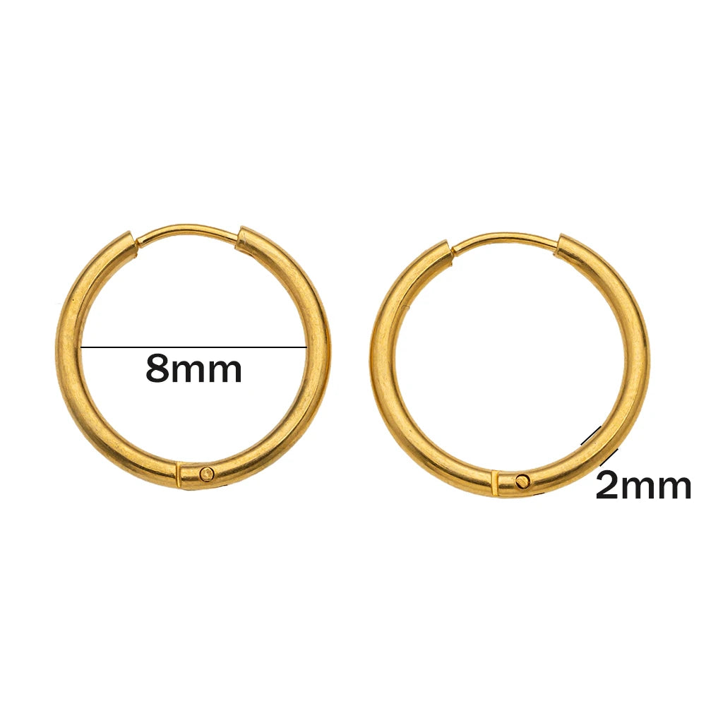 10pcs Stainless Steel Huggie Hoop Earrings Small Hypoallergenic For DIY Women Simple Cartilage Stud Earrings Jewelry Making Oasis Select Gold 8mm