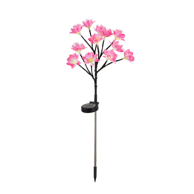 LED Waterproof Solar Simulation Flower Floor Insert Light, Camellia Flower Light, Outdoor Garden Lawn Fiber Optic Flower Light Oasis Select