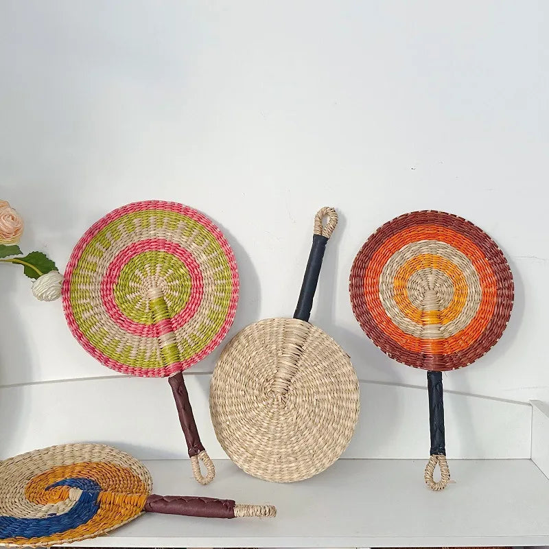 Handwoven Straw Fan – Boho Wall Decor, Wedding & Party