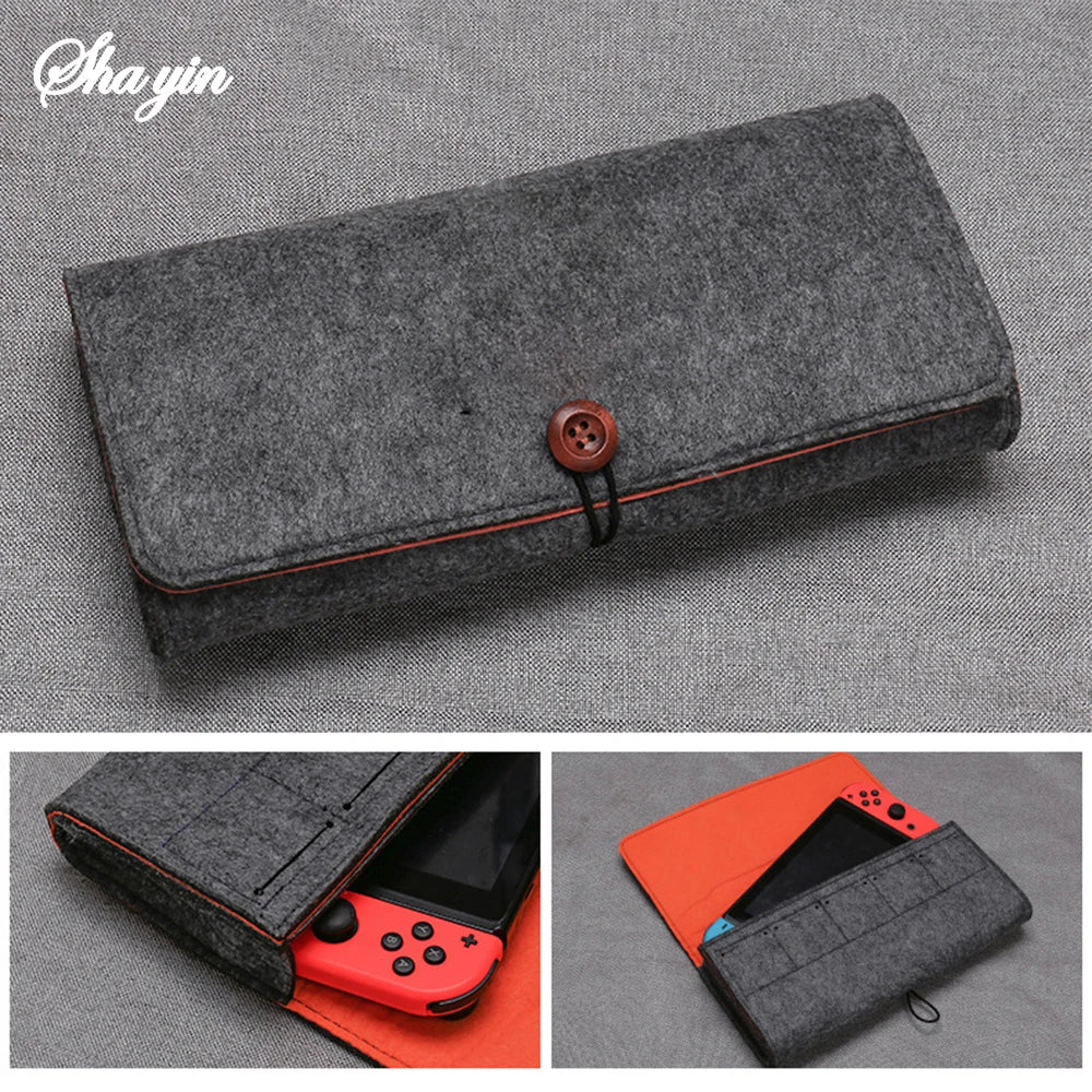 Nintendo Switch Felt Storage Bag | Console, Cards & Cable Case