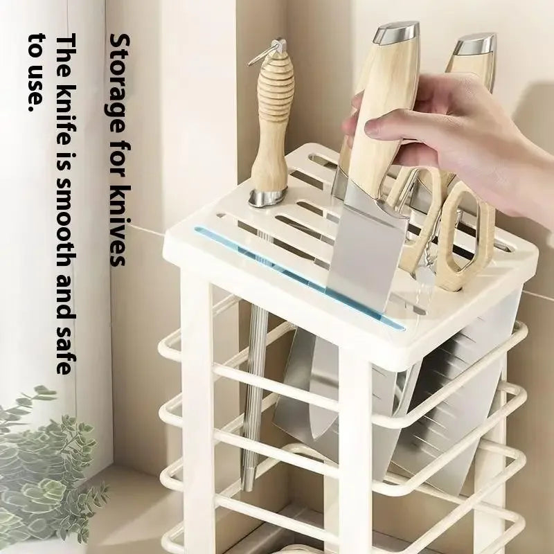 Kitchen Countertop Companion: Multi-function Dish Rack, Knife Holder and Tool Storage with Drain Tray Oasis Select