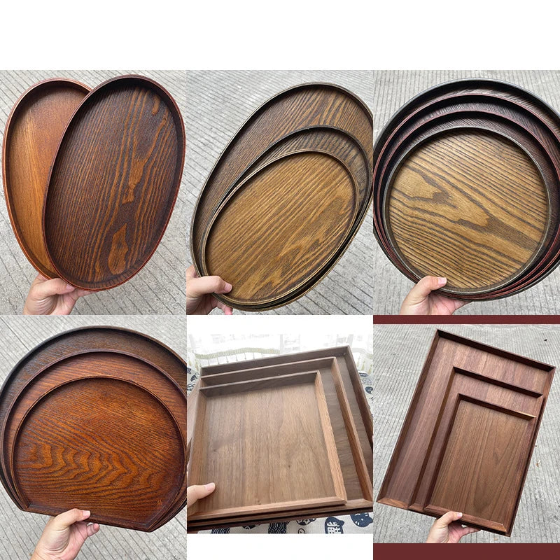 Oval Serving Trays Tableware Dessert Tea Saucer Coasters Coffee Coasters Wooden Plate Storage Food Display Home Hotel Decor Oasis Select